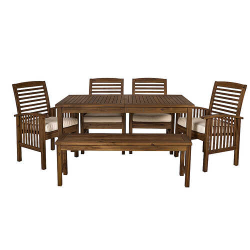 Walker Edison - 6-Piece Everest Patio Dining Set - Dark Brown