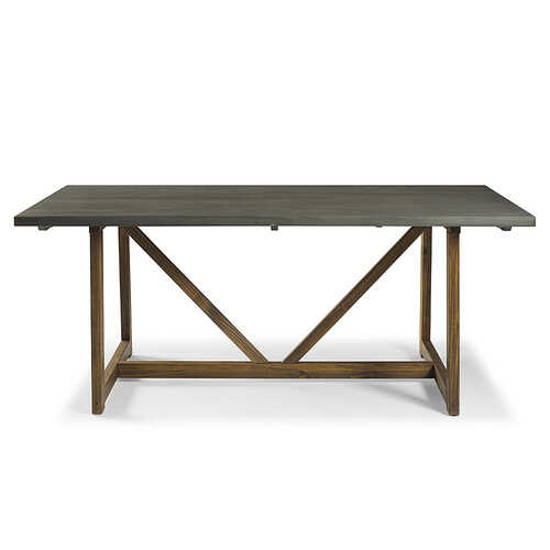 Walker Edison - 72" Farmhouse Trestle Solid Wood Dining Table - Grey