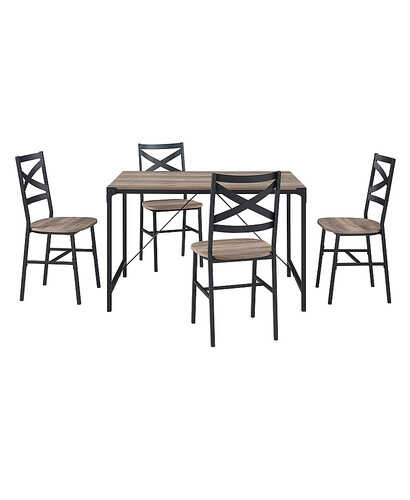 Walker Edison - Angle Iron Dining Table (Set of 5) - Gray Wash