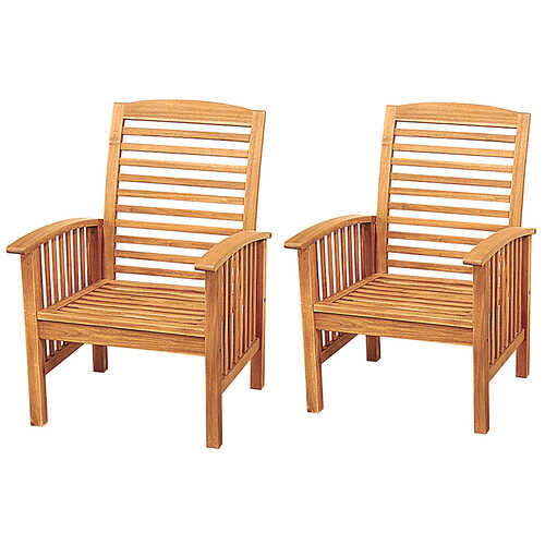 Walker Edison - Cypress Acacia Wood Patio Chairs, Set of 2 - Brown