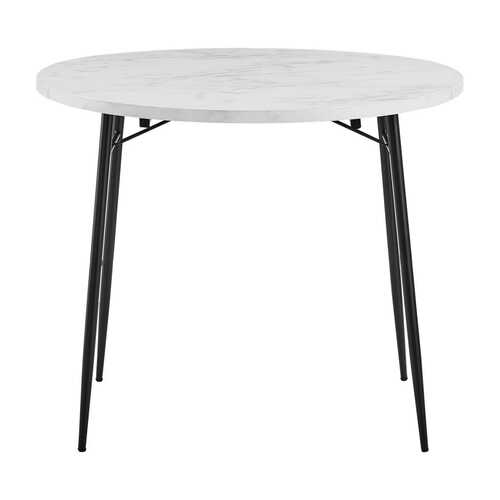 Walker Edison - Drop Leaf Round Contemporary MDF/Laminate Table - White Faux Marble