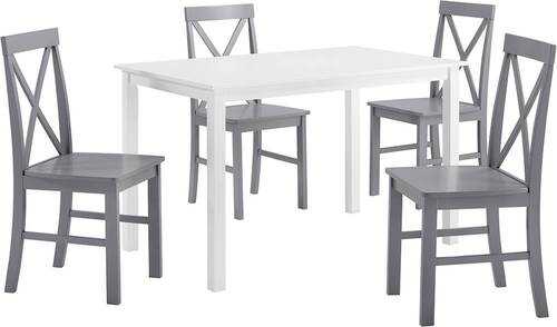 Walker Edison - Farmhouse Rectangular 5-Piece Dining Set - White/Gray