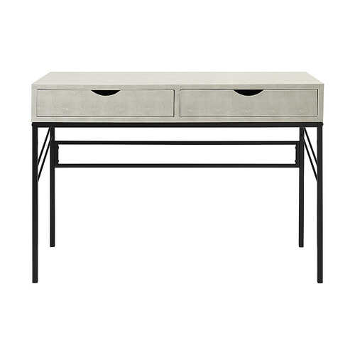 Walker Edison - Faux Shagreen 2 Drawer Computer Desk - Off White