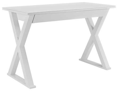 Walker Edison - Glass and Wood Computer Desk - White