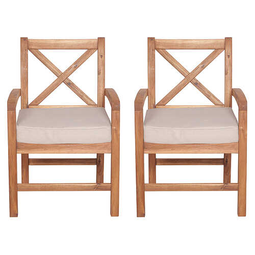 Walker Edison - Hunter Acacia Wood Patio Chairs, Set of 2 - Brown