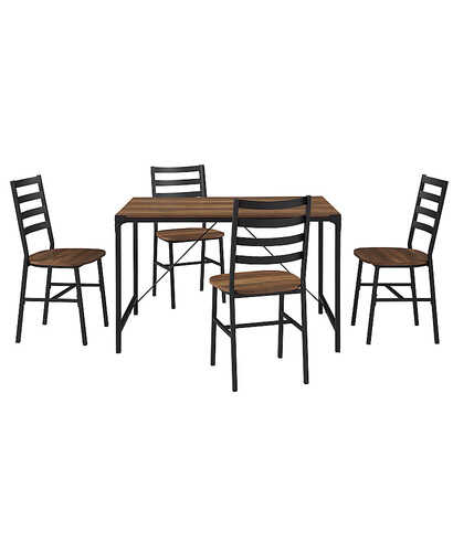 Walker Edison - Industrial Angle Iron Dining Table (Set of 5) - Reclaimed Barnwood
