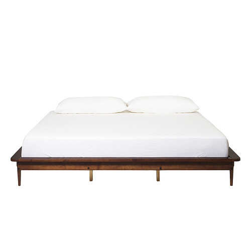 Walker Edison - King Mid Century Solid Wood Platform Bed - Walnut