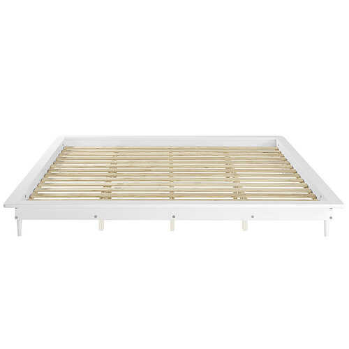 Walker Edison - King Size Modern Spindle Back Wood Bed Frame - White