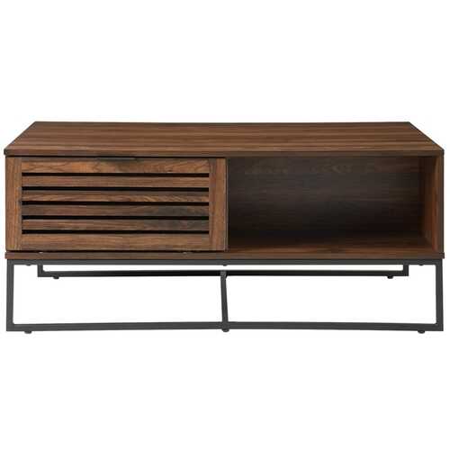 Walker Edison - Mid Century Modern Drop Door MDF/Laminate Coffee Table - Dark Walnut