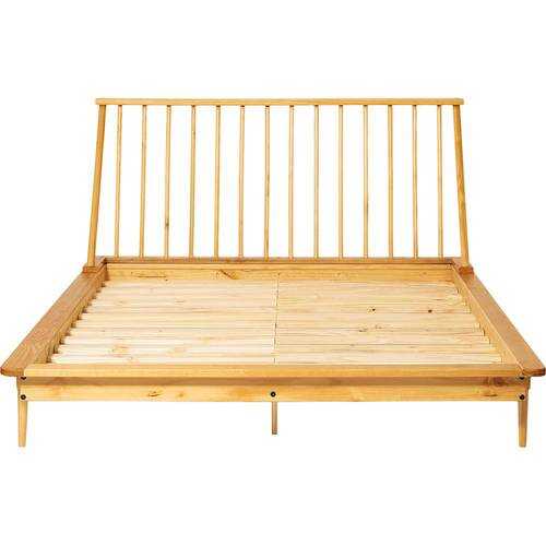 Walker Edison - Mid Century Modern Solid Wood Queen Bed Frame - Light Oak