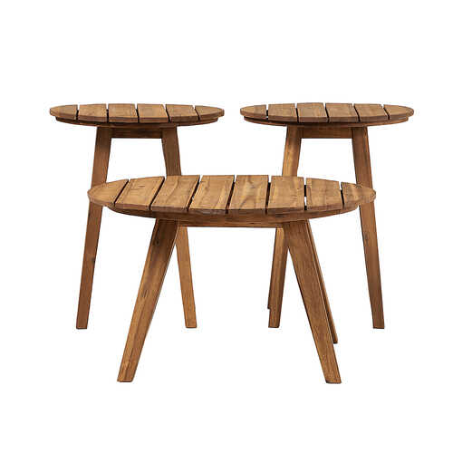 Walker Edison - Modern 3-Piece Round Acacia Wood Patio Table Set - Brown