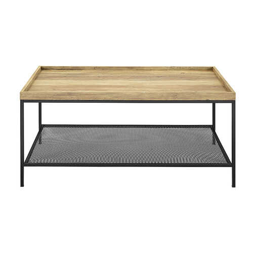 Walker Edison - Modern Tray Top Rectangular Coffee Table - Black/Rustic Oak