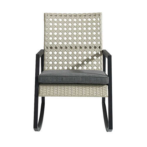Walker Edison - Modern Wicker Deep Seated Rocking Chair - Grey
