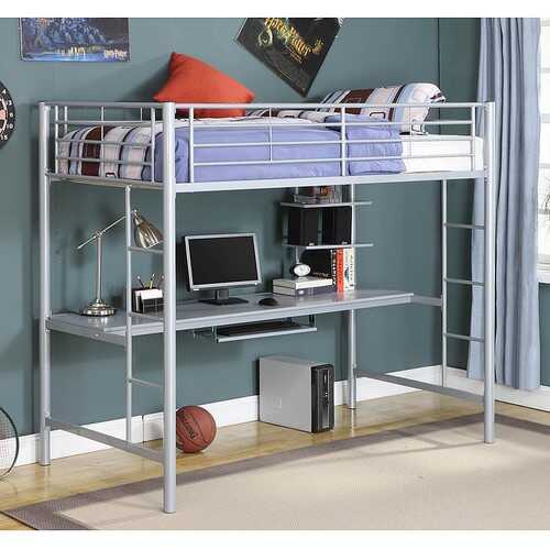 No Credit Check Walker Edison - Twin Loft Bed with Workstation