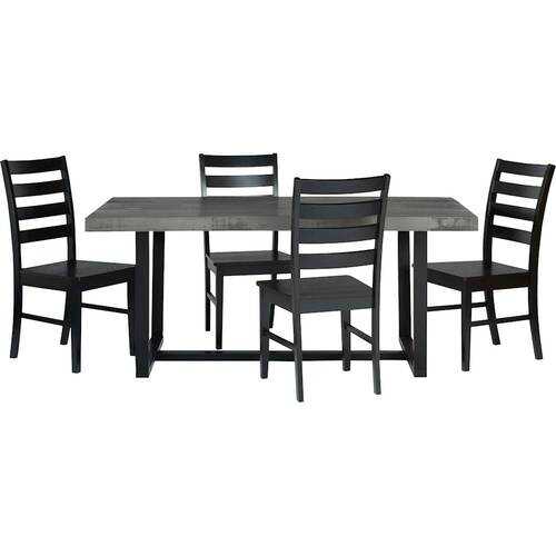 Walker Edison - Rectangular Farmhouse Dining Table (Set of 5) - Gray/Black
