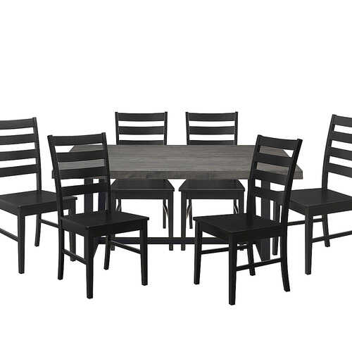 Walker Edison - Rectangular Farmhouse Dining Table (Set of 7) - Gray/Black