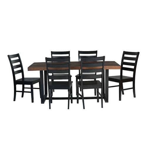 Walker Edison - Rectangular Farmhouse Dining Table (Set of 7) - Mahogany/Black