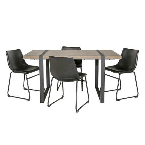 Walker Edison - Rectangular Urban Blend Contemporary Dining Table (Set of 5) - Driftwood/Black