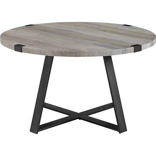Walker Edison - Round Rustic Coffee Table - Gray Wash