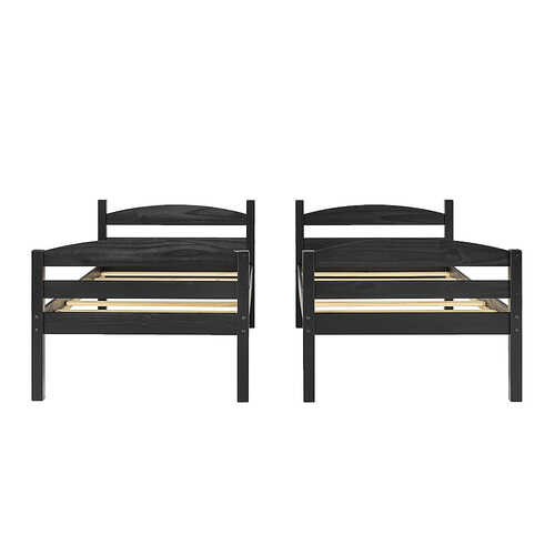 Walker Edison - Rustic Solid Wood Twin Bunk Bed with Trundle - Black