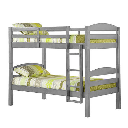 Walker Edison - Rustic Solid Wood Twin Bunk Bed with Trundle - Grey