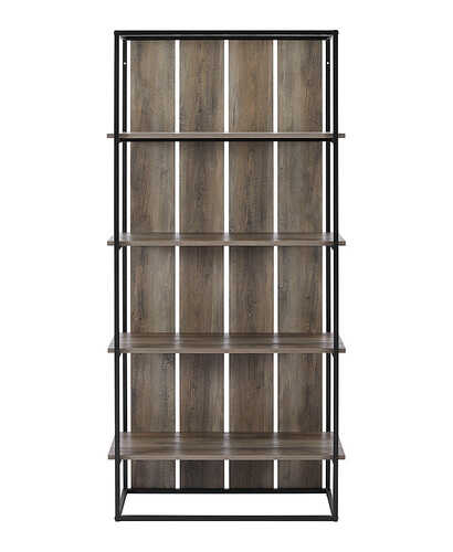Rent Walker Edison Shiplap Wood and Metal 4-Shelf Bookcase