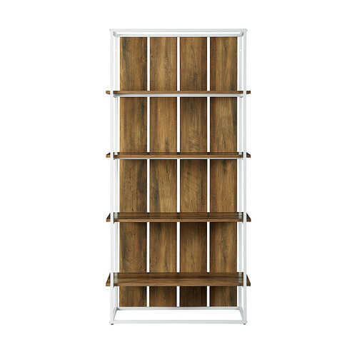 Rent-to-Own Walker Edison - Shiplap Wood and Metal 4-Shelf Bookcase