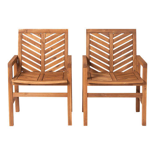 Walker Edison - Windsor Acacia Wood Patio Chairs, Set of 2 - Brown
