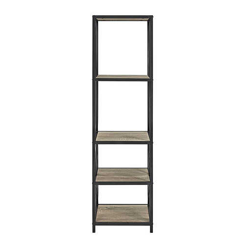 Walker Edison - X-frame Industrial Wood and Metal 4-Shelf Bookcase - Driftwood