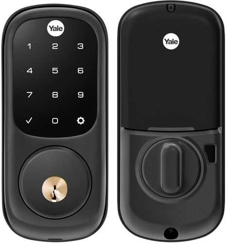 Yale - Real Living Assure Lock Deadbolt with Touchscreen Keypad and Z-Wave - Black Suede