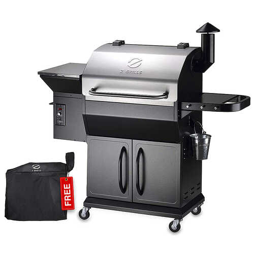 Z GRILLS 1000E Wood Pellet Grill and Smoker with Cabinet Storage 1060 sq. in. - Stainless Steel