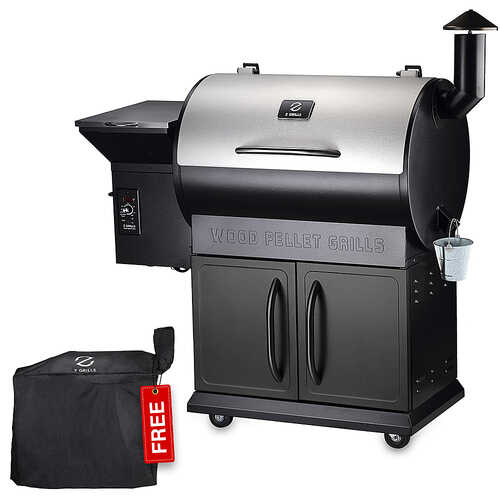 Z GRILLS 700E Wood Pellet Grill and Smoker with Cabinet Storage 694  sq. in. - Stainless Steel