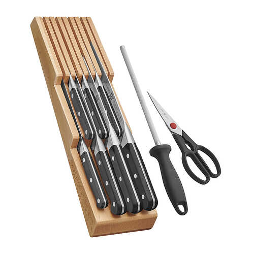 ZWILLING - Pro 10-pc Knife Block Set with In-Drawer Knife Tray - Stainless Steel