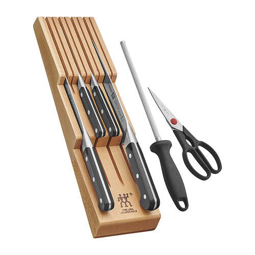 ZWILLING Pro 7-pc Knife Block Set with In-Drawer Knife Tray - Black